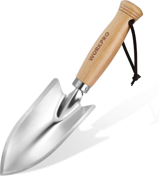 Garden Hand Trowel, Heavy Duty Stainless Steel with Wooden Handle