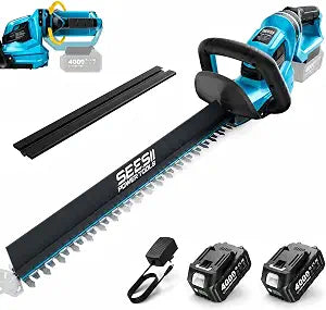 22" Hedge Trimmer Cordless, 20V Electric Bush Trimmer, 2 Batteries