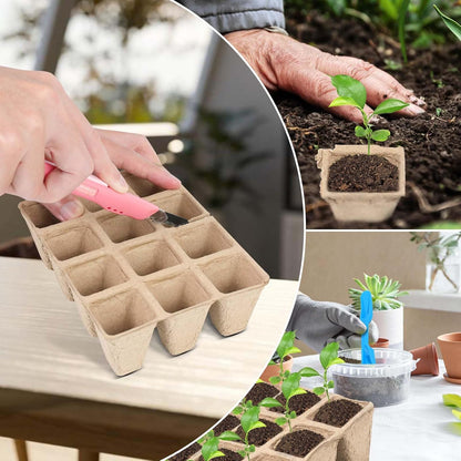 10-Pack Seed Starter Trays, 120 Cells Biodegradable with Labels & Transplant Tools