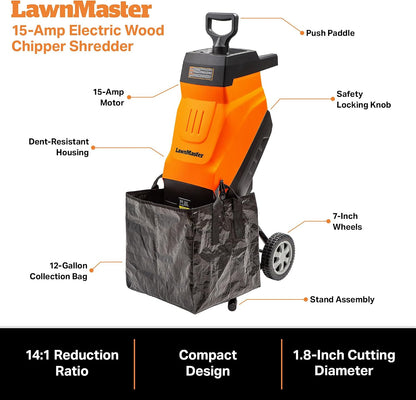 Electric Wood Chipper 1.8'' Cutting Diameter with Bag, FD1503