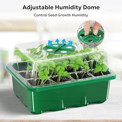 10 Pack Seed Starter Tray, 120Cell Stater Kit with Humidity Dome Green