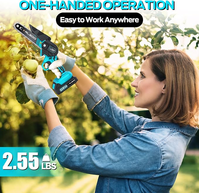 Mini Chainsaw 6 Inch Cordless, Battery Powered Electric Handheld Saw