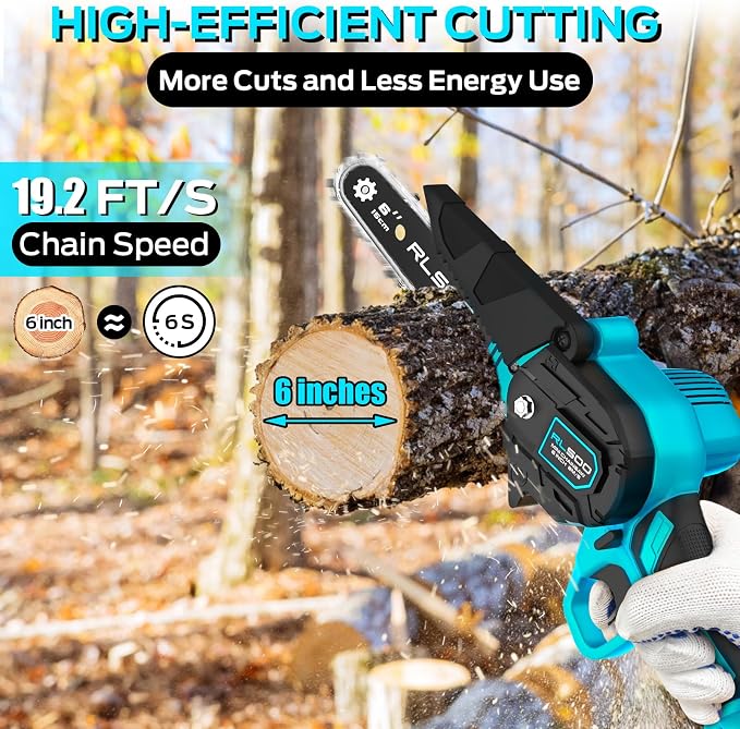 Mini Chainsaw 6 Inch Cordless, Battery Powered Electric Handheld Saw