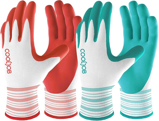 6 Pairs Gardening Gloves for Women, Rubber Coated with Grip, Medium Size