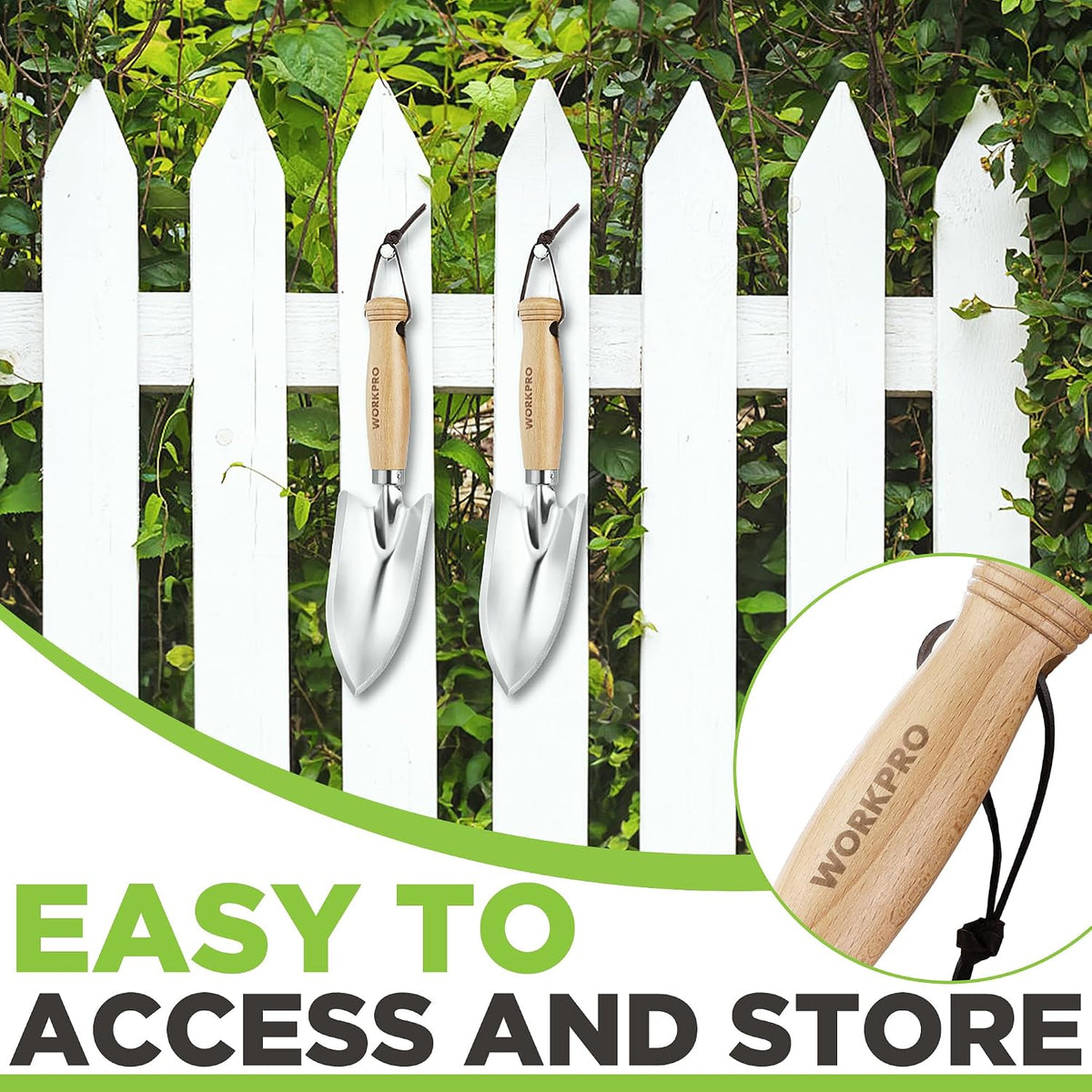 Garden Hand Trowel, Heavy Duty Stainless Steel with Wooden Handle