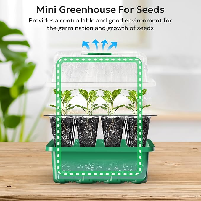 10 Pack Seed Starter Tray, 120Cell Stater Kit with Humidity Dome Green